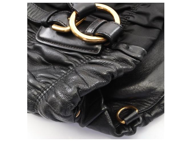 Prada Gathered 2-Way Tote Bag Schwarz - Ansicht 10