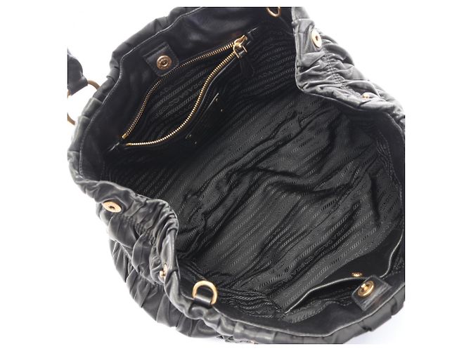 Prada Gathered 2-Way Tote Bag Schwarz - Ansicht 3