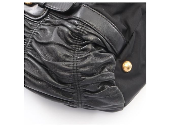 Prada Gathered 2-Way Tote Bag Schwarz - Ansicht 6