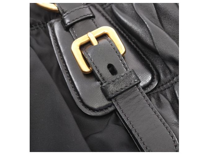 Prada Gathered 2-Way Tote Bag Schwarz - Ansicht 7