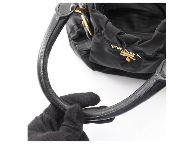 Prada Gathered 2-Way Tote Bag Schwarz - Ansicht 9