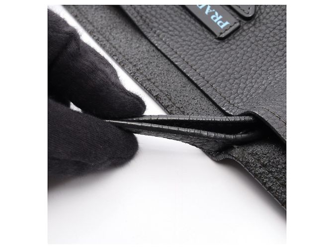 Borsa Tote in pelle nera Prada Nero - vista 9