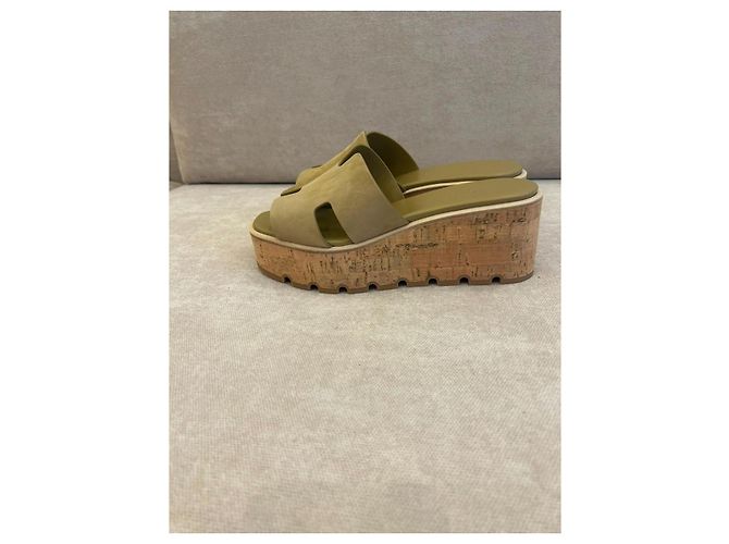 Hermès Eze 30 Sandali con zeppa in pelle Toundra Beige - vista 4