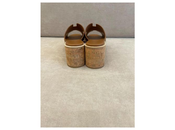 Hermès Eze 30 Sandali con zeppa in pelle naturale Marrone - vista 2