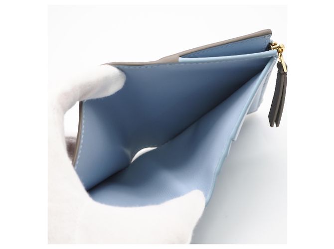 Céline Portafoglio compatto Celine Triomphe Stamp Blu Grigio - vista 10