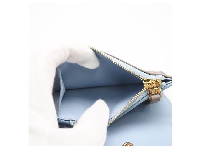 Céline Portafoglio compatto Celine Triomphe Stamp Blu Grigio - vista 11