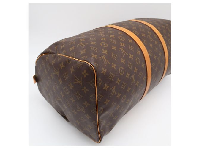 Borsa Boston Louis Vuitton Monogram Keepall 55 Marrone Beige - vista 6