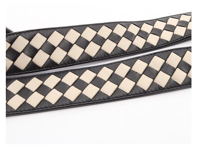 Tracolla Bottega Veneta Intrecciato Checker Nero Crudo - vista 6