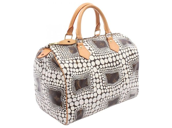 Borsa Louis Vuitton x Yayoi Kusama Speedy 30 Marrone Bianco Monogramma - vista 2