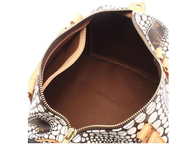 Borsa Louis Vuitton x Yayoi Kusama Speedy 30 Marrone Bianco Monogramma - vista 3