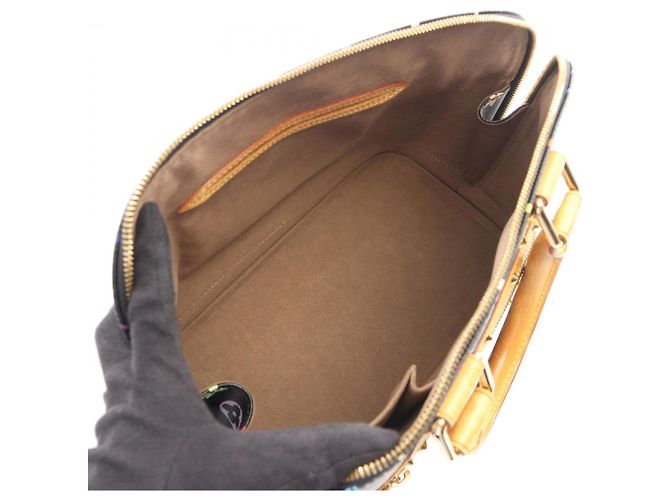 Borsa Louis Vuitton Alma Monogram Multicolor Noir Nero Multicolore - vista 3