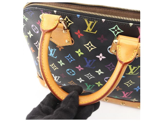 Borsa Louis Vuitton Alma Monogram Multicolor Noir Nero Multicolore - vista 9