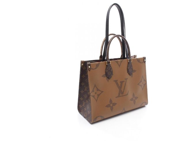 Borsa Tote Louis Vuitton OnTheGo MM Marrone Beige Monogramma - vista 2