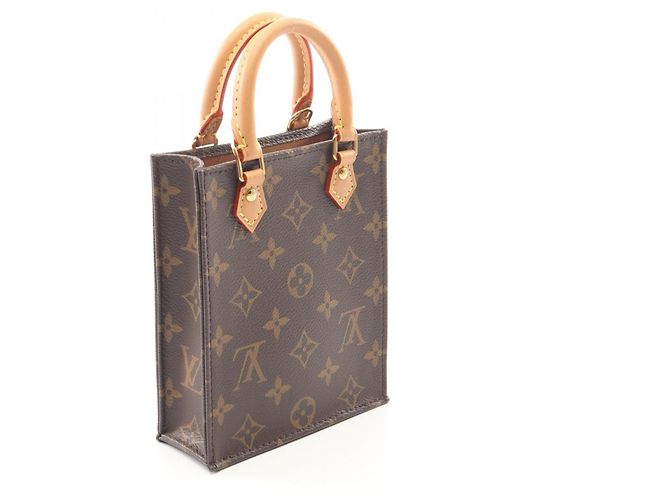 Borsa a 2 vie Louis Vuitton Petite Sac Plat Marrone Monogramma - vista 2