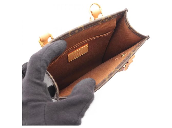 Borsa a 2 vie Louis Vuitton Petite Sac Plat Marrone Monogramma - vista 3