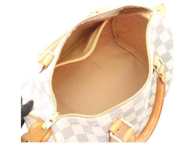 Borsa Louis Vuitton Speedy 30 Damier Azur Bianco - vista 3