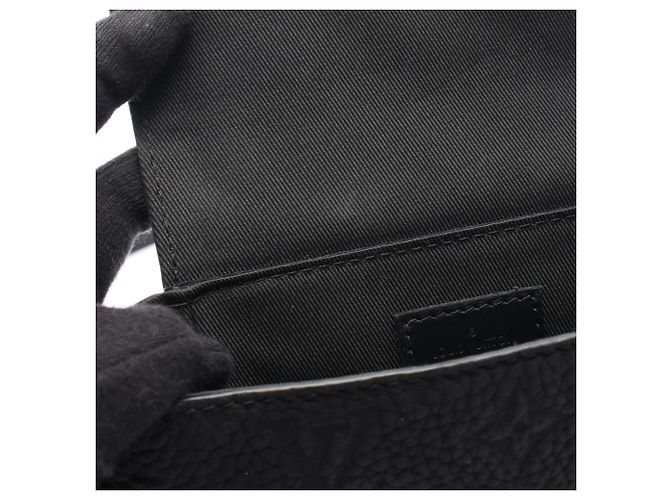 Borsa a tracolla Louis Vuitton Nano Steamer Monogram Taurillon Noir Nero - vista 5