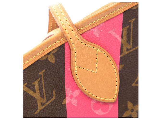 Borsa Tote Louis Vuitton Neverfull MM Marrone Rosa Rosso Monogramma - vista 11