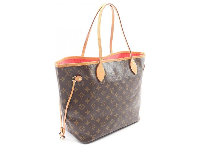 Borsa Tote Louis Vuitton Neverfull MM Marrone Rosa Rosso Monogramma - vista 2