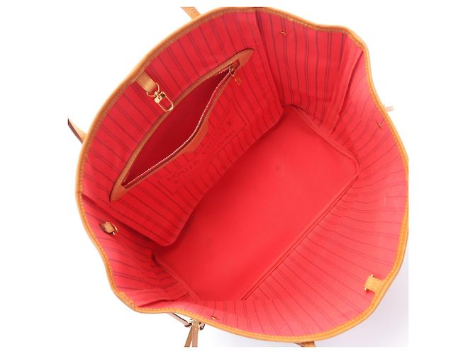 Borsa Tote Louis Vuitton Neverfull MM Marrone Rosa Rosso Monogramma - vista 3