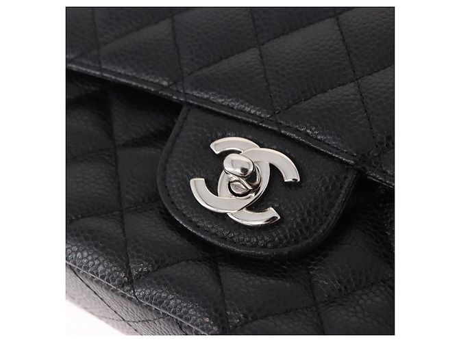 Borsa CHANEL Chain Matelasse 25 in pelle Caviar nera con CC argento Autentica yk20612SM - vista 14