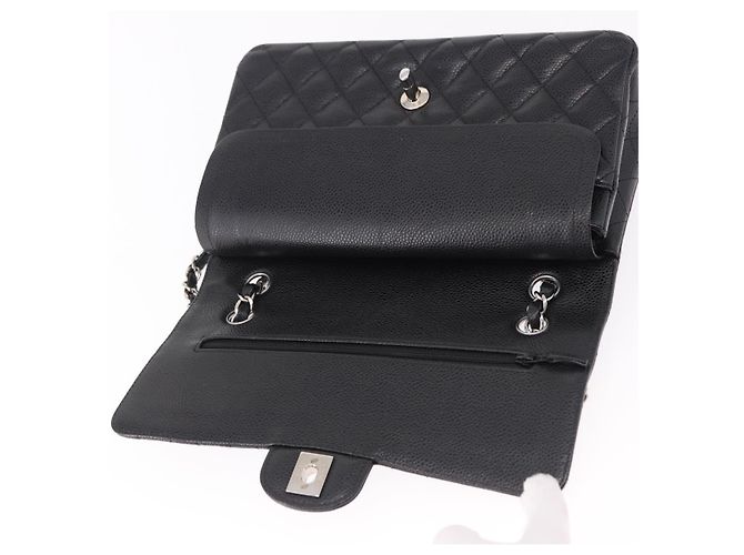 Borsa CHANEL Chain Matelasse 25 in pelle Caviar nera con CC argento Autentica yk20612SM - vista 15