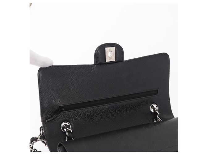 Borsa CHANEL Chain Matelasse 25 in pelle Caviar nera con CC argento Autentica yk20612SM - vista 16