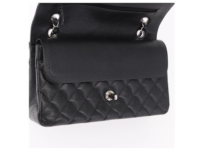 Borsa CHANEL Chain Matelasse 25 in pelle Caviar nera con CC argento Autentica yk20612SM - vista 17