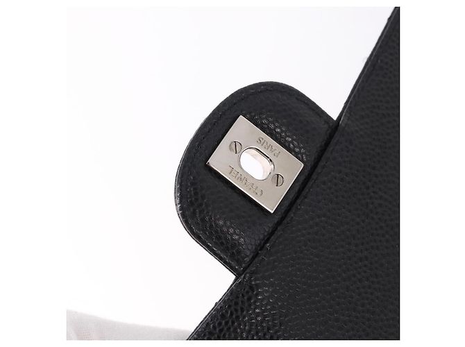 Borsa CHANEL Chain Matelasse 25 in pelle Caviar nera con CC argento Autentica yk20612SM - vista 18