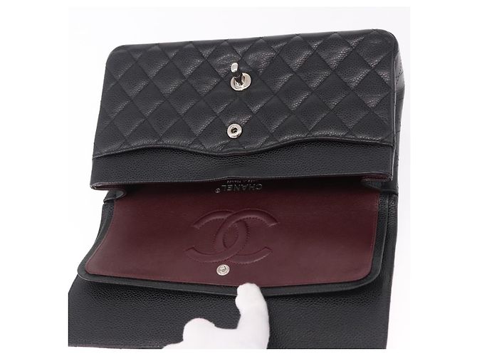 Borsa CHANEL Chain Matelasse 25 in pelle Caviar nera con CC argento Autentica yk20612SM - vista 19