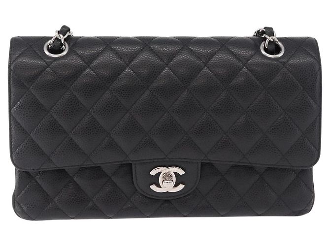 Borsa CHANEL Chain Matelasse 25 in pelle Caviar nera con CC argento Autentica yk20612SM - vista 2