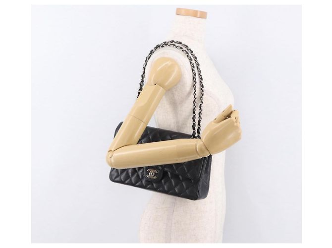 Borsa CHANEL Chain Matelasse 25 in pelle Caviar nera con CC argento Autentica yk20612SM - vista 28