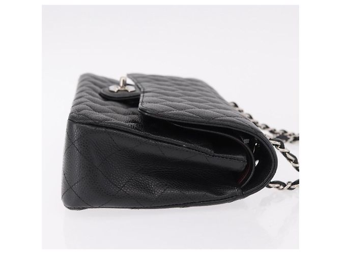 Borsa CHANEL Chain Matelasse 25 in pelle Caviar nera con CC argento Autentica yk20612SM - vista 4