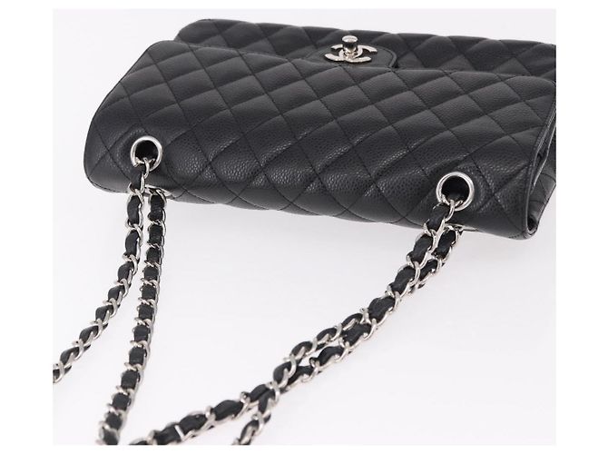 Borsa CHANEL Chain Matelasse 25 in pelle Caviar nera con CC argento Autentica yk20612SM - vista 6