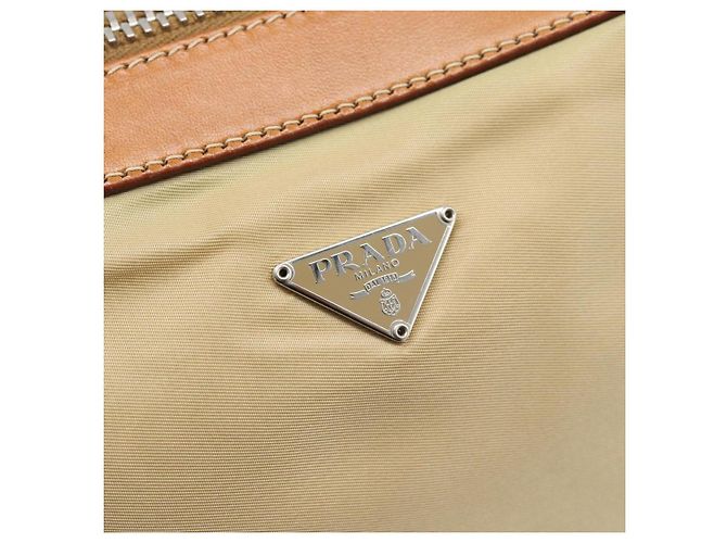 Borsa a Spalla PRADA Nylon Beige Argento Auth 192786 - vista 16