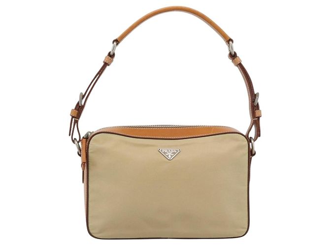 Borsa a Spalla PRADA Nylon Beige Argento Auth 192786 - vista 2