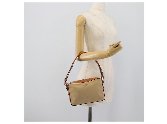 Borsa a Spalla PRADA Nylon Beige Argento Auth 192786 - vista 24