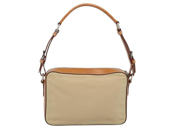Borsa a Spalla PRADA Nylon Beige Argento Auth 192786 - vista 3
