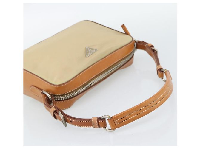 Borsa a Spalla PRADA Nylon Beige Argento Auth 192786 - vista 7