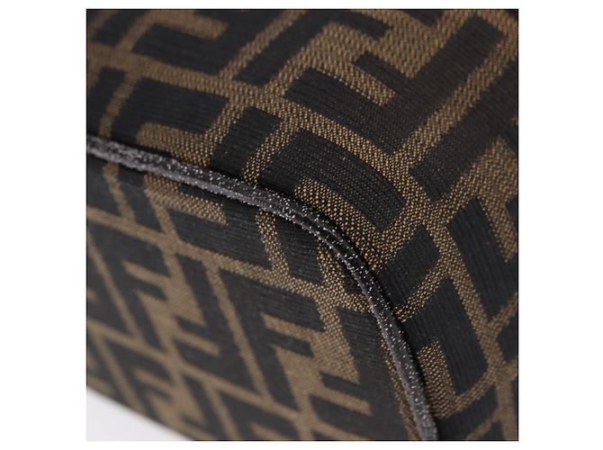 FENDI Zucca Canvas Neceser de Maquillaje Marrón Tono Dorado Auth 192727 Castaño - vista 11