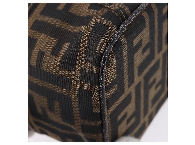 FENDI Zucca Canvas Neceser de Maquillaje Marrón Tono Dorado Auth 192727 Castaño - vista 12