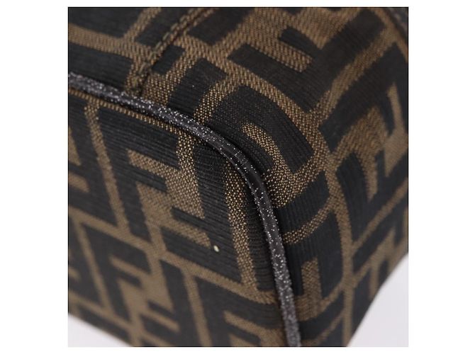 FENDI Zucca Canvas Neceser de Maquillaje Marrón Tono Dorado Auth 192727 Castaño - vista 13