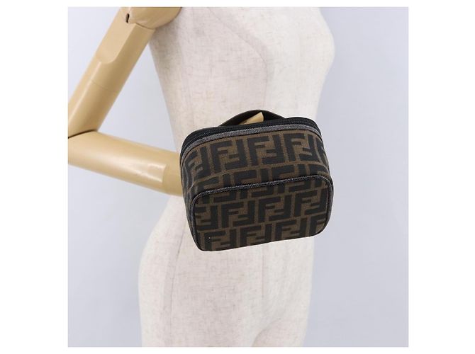 FENDI Zucca Canvas Neceser de Maquillaje Marrón Tono Dorado Auth 192727 Castaño - vista 19