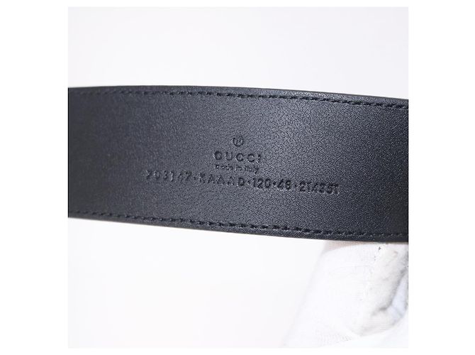 Cinturón GUCCI GG Supreme Interlocking G PVC 53.1" Black 703147 Auth BA13786V Negro Plata - vista 10