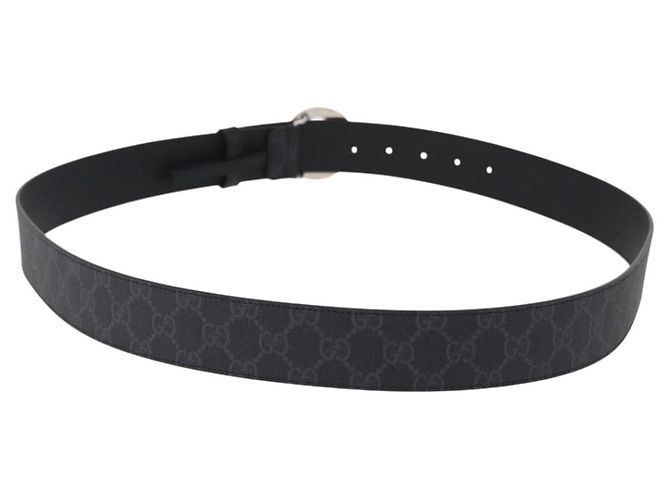 Cinturón GUCCI GG Supreme Interlocking G PVC 53.1" Black 703147 Auth BA13786V Negro Plata - vista 3