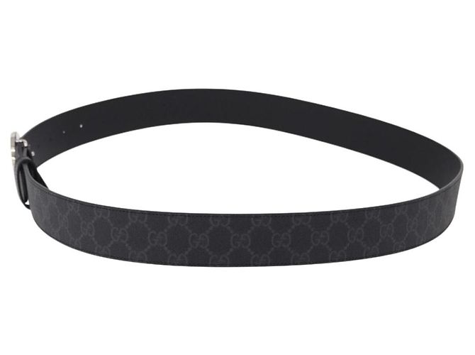 Cinturón GUCCI GG Supreme Interlocking G PVC 53.1" Black 703147 Auth BA13786V Negro Plata - vista 4