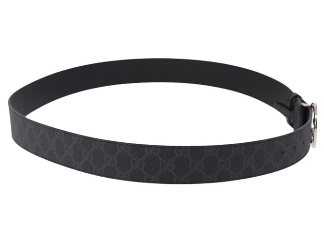 Cinturón GUCCI GG Supreme Interlocking G PVC 53.1" Black 703147 Auth BA13786V Negro Plata - vista 5