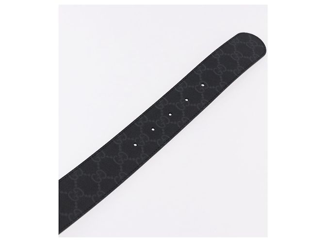 Cinturón GUCCI GG Supreme Interlocking G PVC 53.1" Black 703147 Auth BA13786V Negro Plata - vista 8
