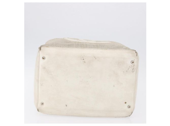 CHANEL COCO Handtasche aus Leder Elfenbein Silber CC Authentisch 192801 Roh - Ansicht 10