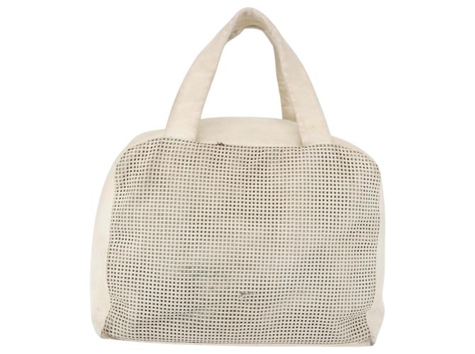 CHANEL COCO Handtasche aus Leder Elfenbein Silber CC Authentisch 192801 Roh - Ansicht 3